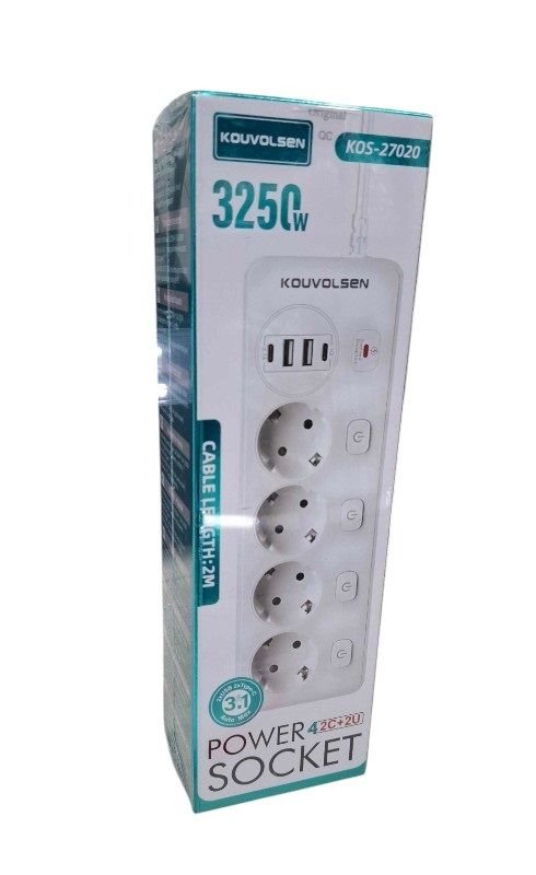 270209-1 Πολύπριζο 4 θέσεων με USB και Type-C - Ισχύς 3250W