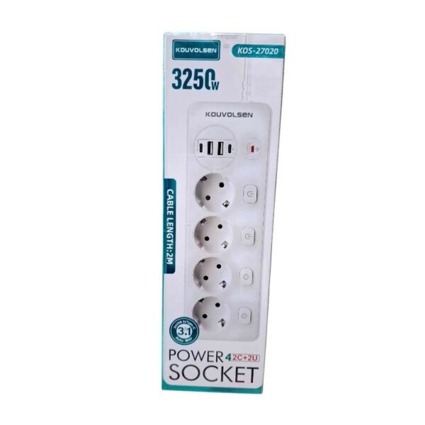 270209 Πολύπριζο 4 θέσεων με διακόπτες & θύρες USB - KOS-27020EU - 270209