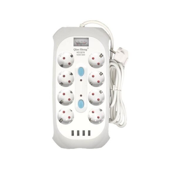 290027 Qiao Sheng Πολύμπριζο 8 Θέσεων 10Α/250V-2500W 2m NO:3278 - Smart power 8 power socket