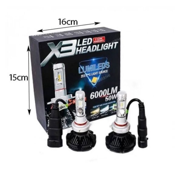 4300015-1 X3 LED Λάμπες Αυτοκινήτου H11 6000LM 50W- X3 LED HEADLIGHT