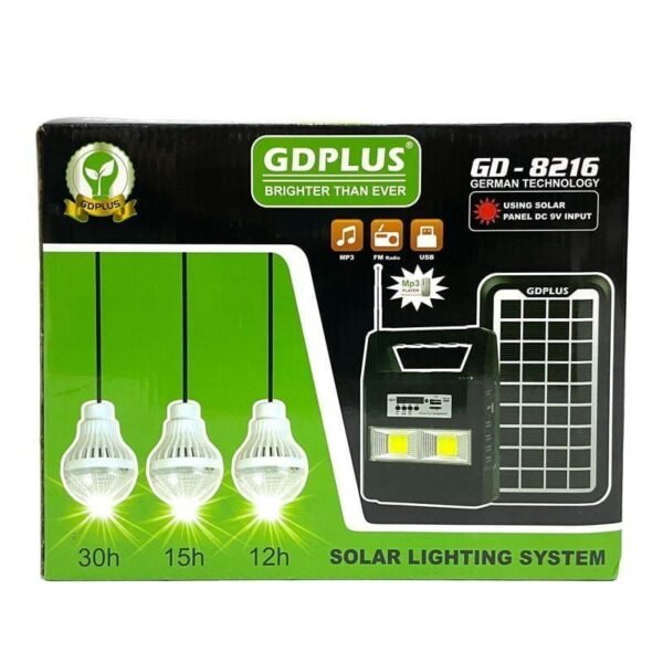 Φορτιστή Και 3 Λάμπες Με Ραδιόφωνο FM/ MP3 GDPLUS GD-8216