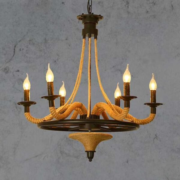 430446-1 Κρεμαστό φωτιστικό με σχοινί boho industrial για vintage διακόσμηση
