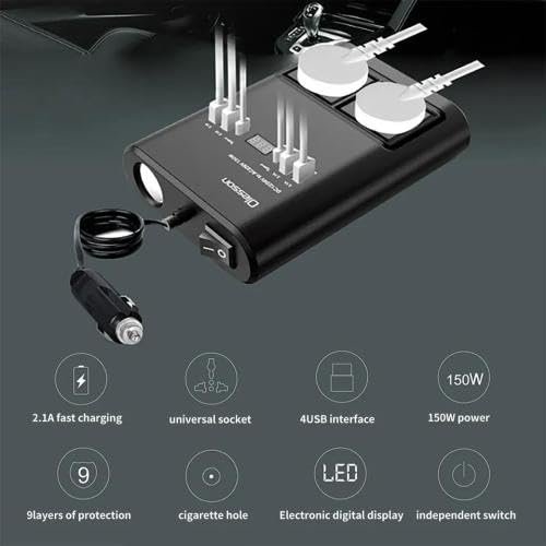 Version 1.0.0 Power Inverter 150W αυτοκινήτου - 12V σε 220V με 4 USB