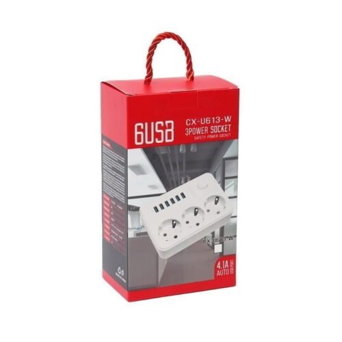 640004 Πολύμπριζο 3 θέσεων και 6 θύρες USB 4.1Α CX-U613 - 6USB 3 Power socket