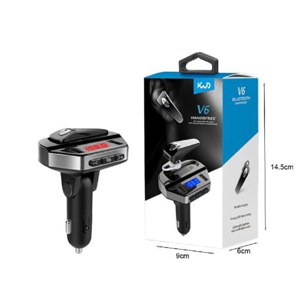68170-3 Φορτιστής Αυτοκινήτου Bluetooth με Ακουστικό V6 BT - Handsfree Car Kit FM
