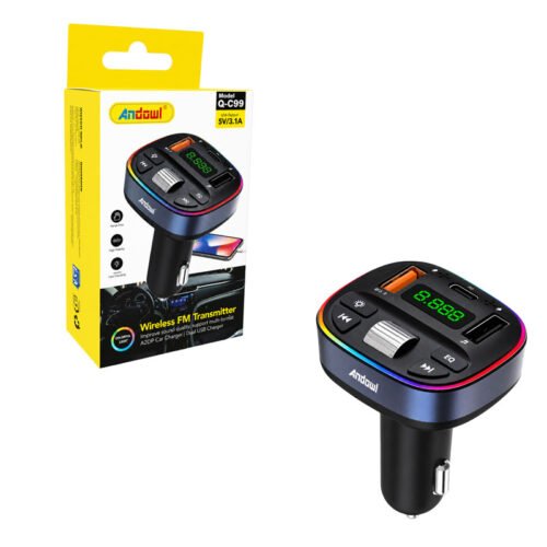 Andowl Ασύρματος FM Transmitter Αυτοκινήτου Bluetooth με Διπλή Θύρα USB και Οθόνη LED Q-C99 - Wireless Bluetooth FM Transmitter Car Charger